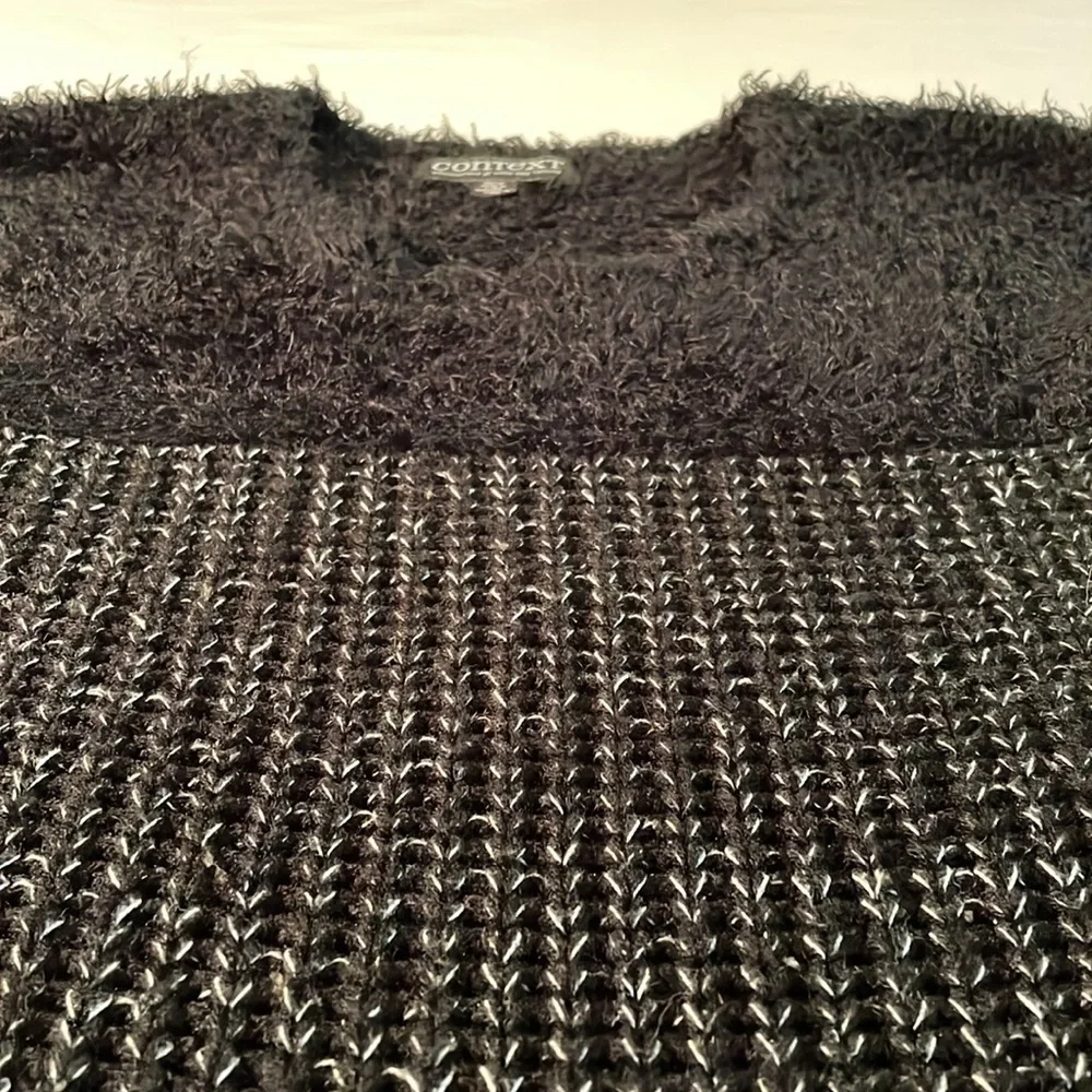 Context Lord & Taylor Fuzzy Sweater Pullover XS, Black & White, GC, - Picture 14 of 16